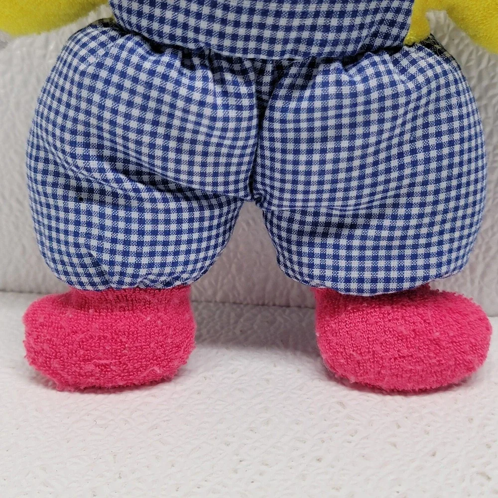 Terrycloth Boy Baby Doll Freckles Plush Rattle Yellow Pink Hat Blue Overalls